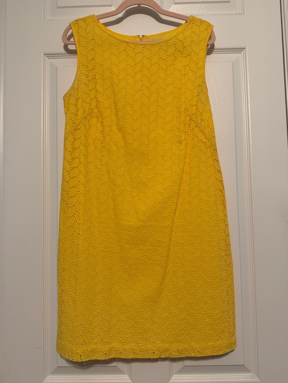 LOFT Bright Yellow Lace Shift Mini Dress